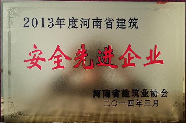 2013年度省安全先 進企業(yè)